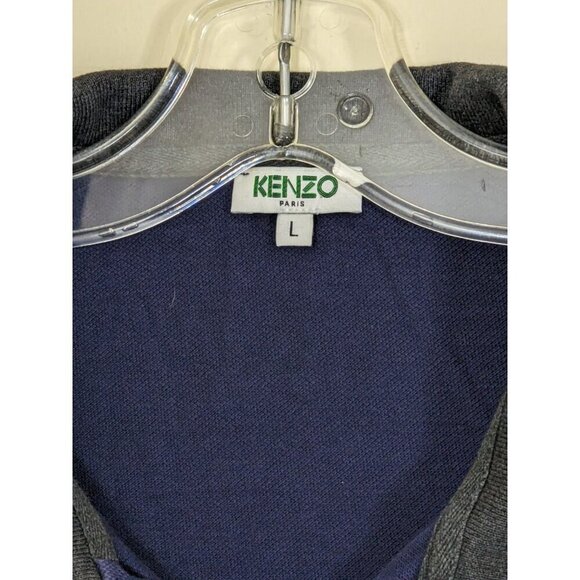 Kenzo Paris Tiger Polo Mens Large Gray Navy Cotton Short Sleeve Shirt Casual - Picture 5 of 6